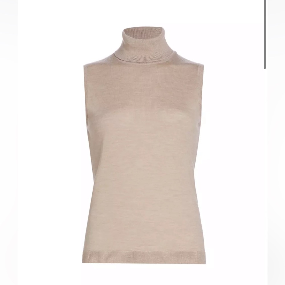 Saks Fifth Avenue Merino Sleeveless Turtleneck Knit Top